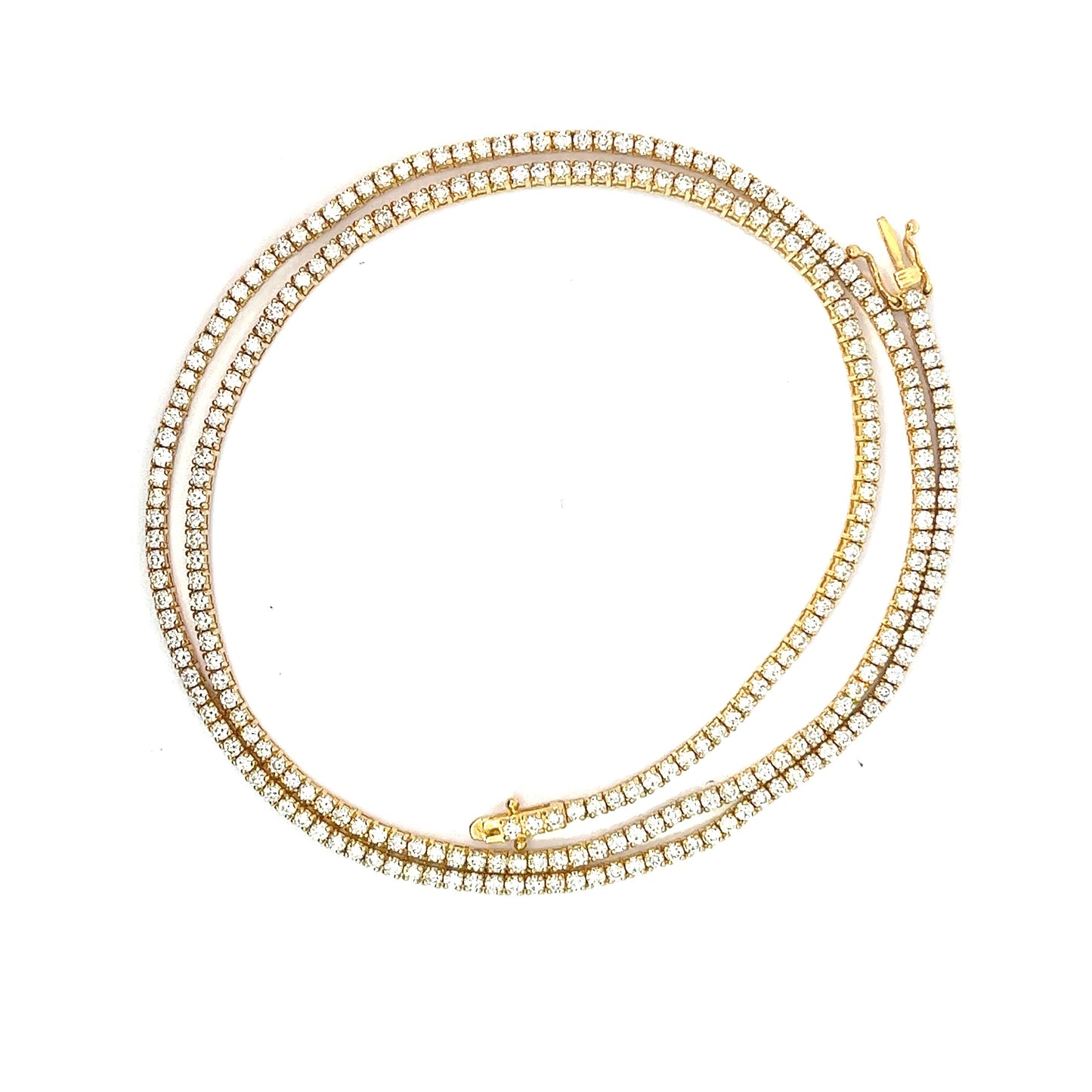 14kt Yellow Gold Diamond Tennis Chain 22" 2ptrs 5.31ctw