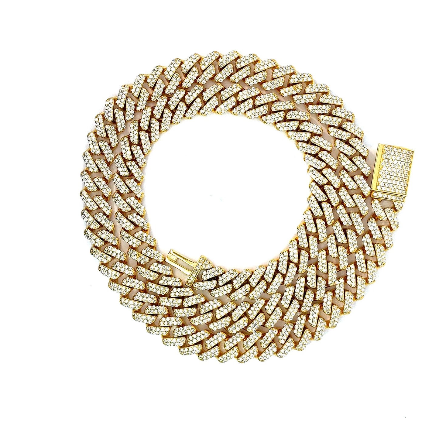 10kt Yellow Gold Cuban Chain with 13.80ctw Diamond Lock