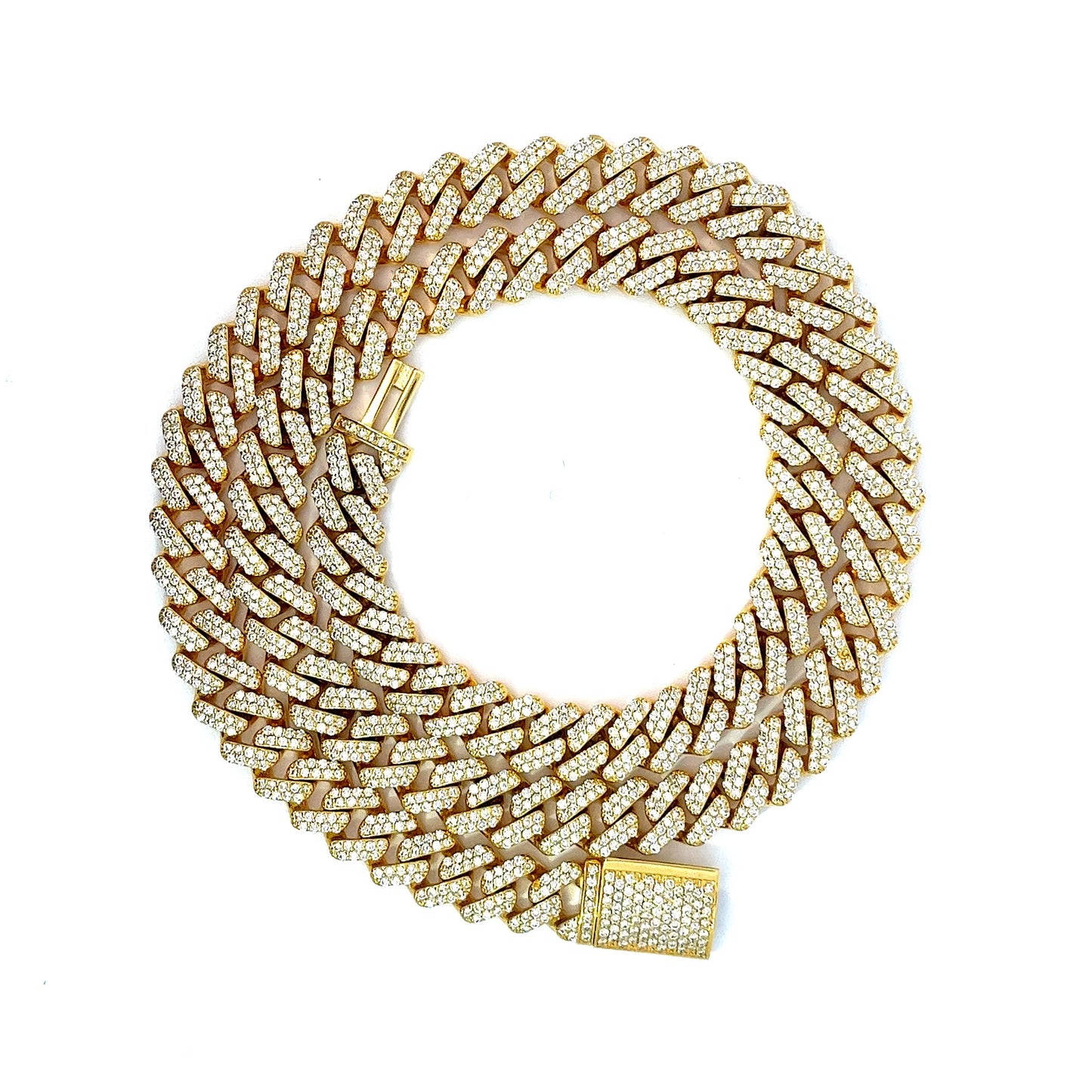 10kt Yellow Gold Cuban Chain with 13.80ctw Diamond Lock