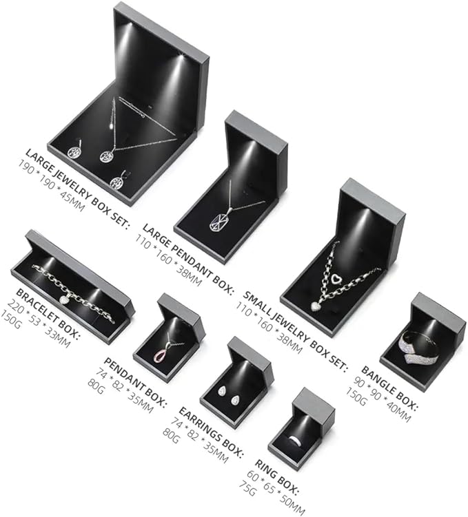 Luxury PU Leather Earring/Pendants Gift box Jewelry Storage Display With LED Lights