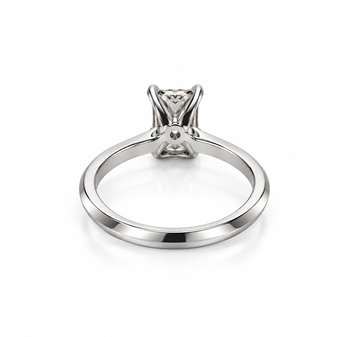 1.00 CT Radiant Cut Lab-Grown Diamond Solitaire Engagement Ring in 14K White Gold