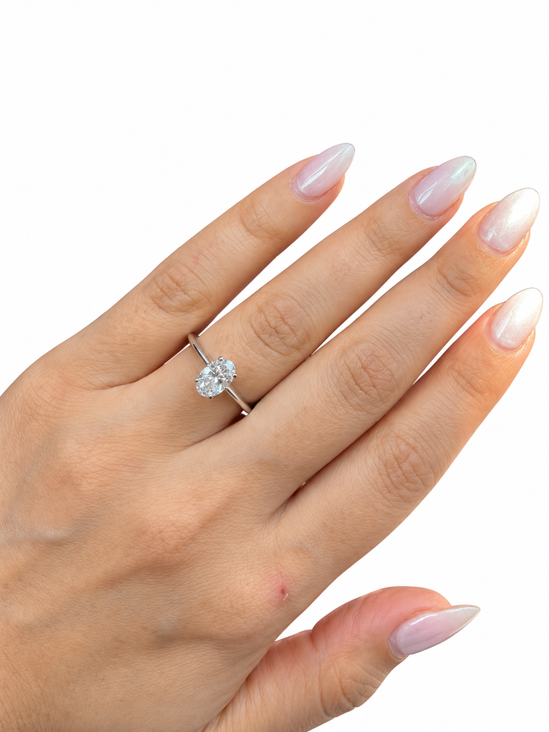 1.00 CT Oval Cut Lab Grown Diamond Solitaire Engagement Ring in 14K white Gold-IGI Graded