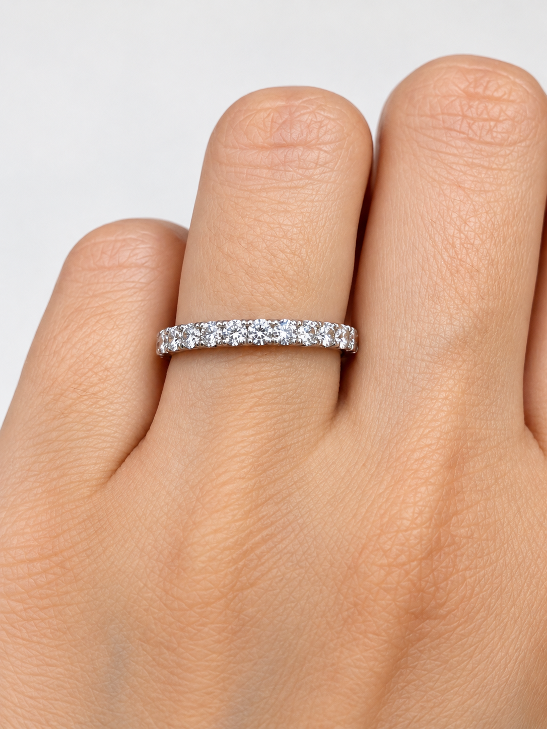 14K White Gold 0.48 CTW Round Lab-Grown Diamond Matching Wedding Band