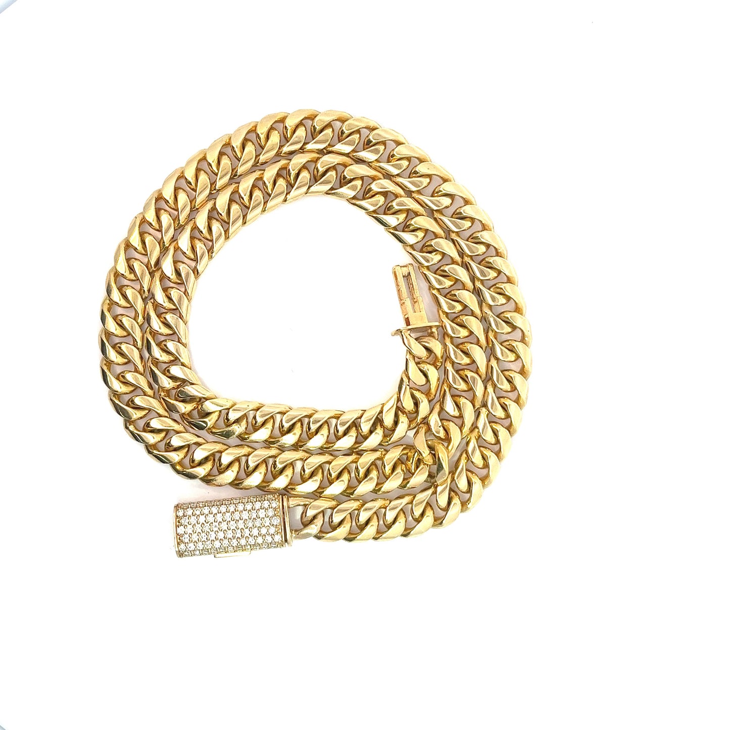 18kt Yellow Gold Cuban Chain with 2ctw Diamond Lock