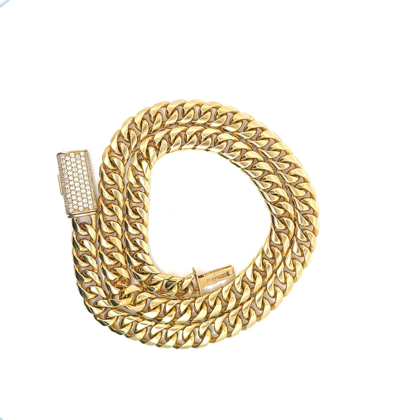 18kt Yellow Gold Cuban Chain with 2ctw Diamond Lock