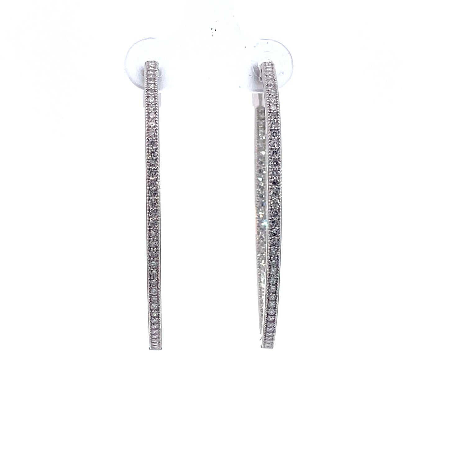 14kt White Gold Oval Diamond Hoops 1.27ctw