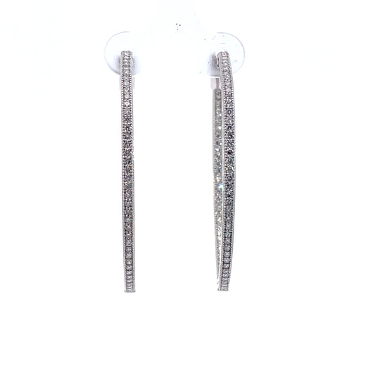14kt White Gold Oval Diamond Hoops 1.27ctw
