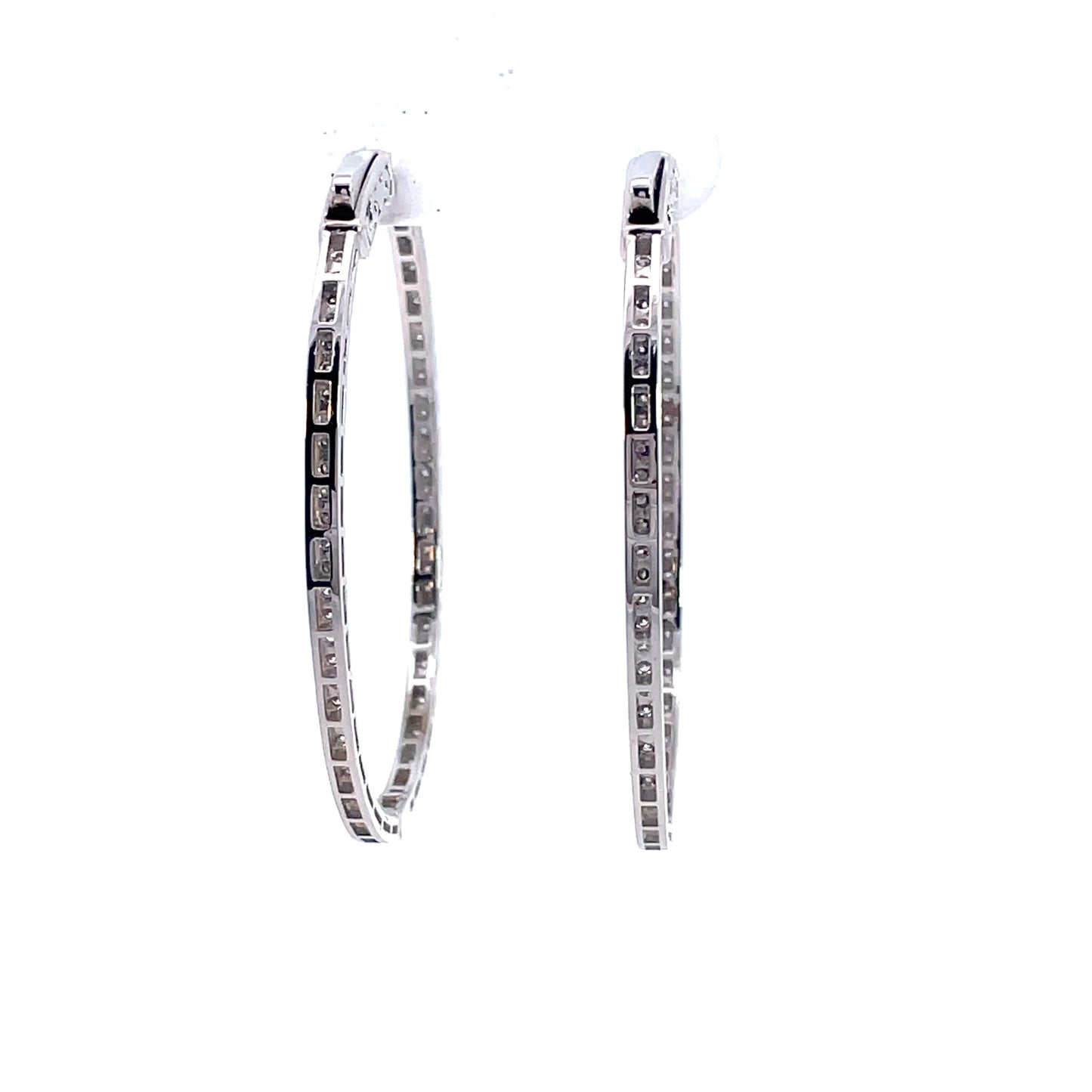 14kt White Gold Oval Diamond Hoops 1.27ctw