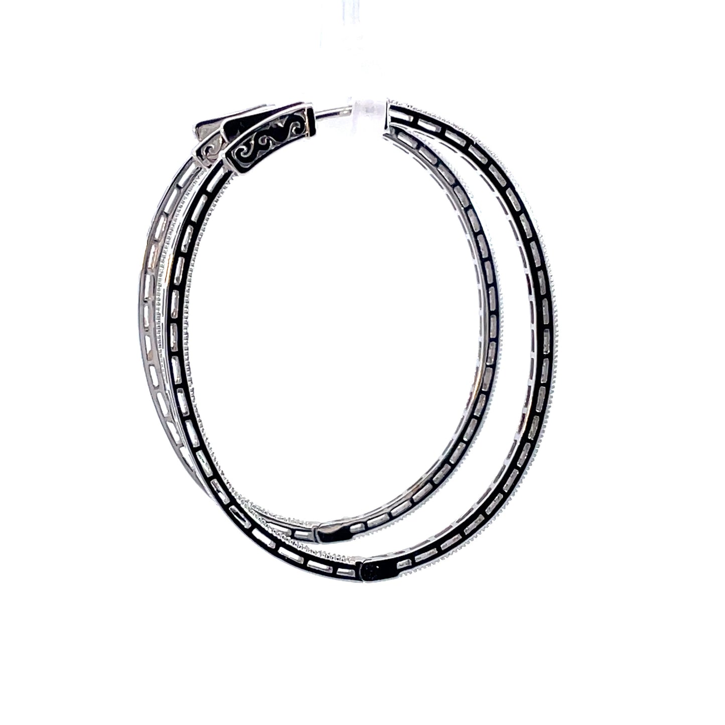 14kt White Gold Oval Diamond Hoops 1.27ctw