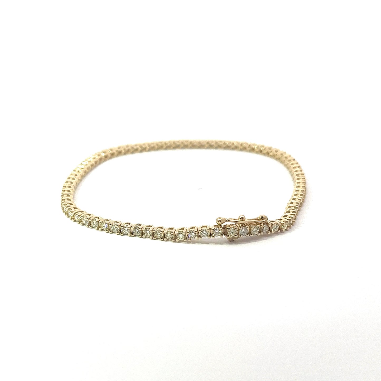14KT Yellow Gold 2.33CT Diamonds Tennis Bracelet 7 Inches (3 pointers each)
