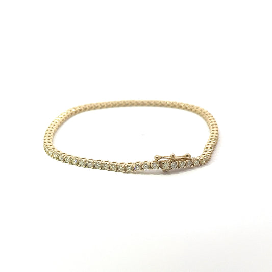 14KT Yellow Gold 2.33CT Diamonds Tennis Bracelet 7 Inches (3 pointers each)