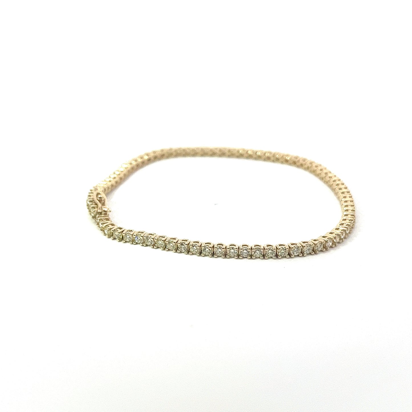 14KT Yellow Gold 2.33CT Diamonds Tennis Bracelet 7 Inches (3 pointers each)
