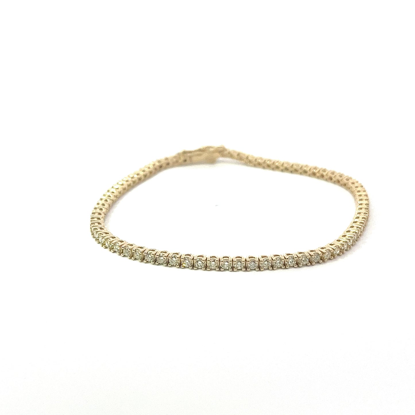 14KT Yellow Gold 2.33CT Diamonds Tennis Bracelet 7 Inches (3 pointers each)