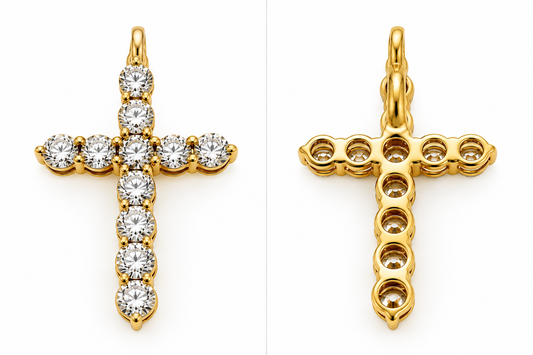 14K Yellow Gold 3.00 CT Lab-Grown Diamond Cross Pendant