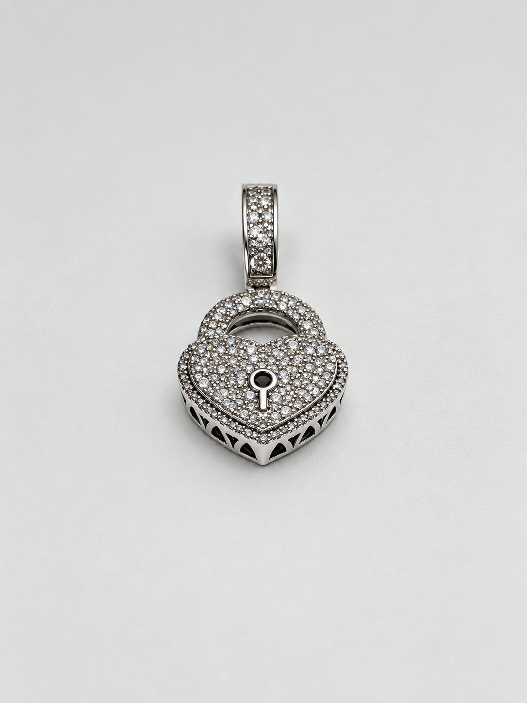 14K white Gold 0.25 CTW Natural Diamond key to heart Pendant