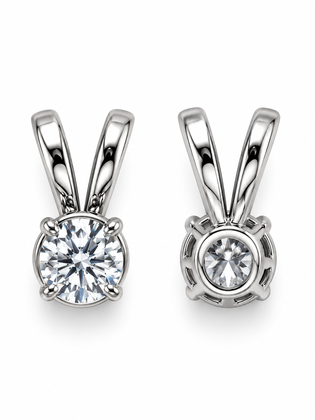 14K white Gold 0.25 CT Natural Diamond Solitaire Pendant