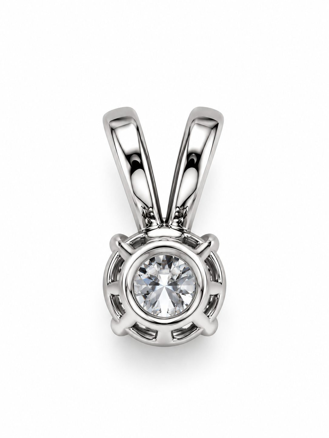 14K white Gold 0.25 CT Natural Diamond Solitaire Pendant