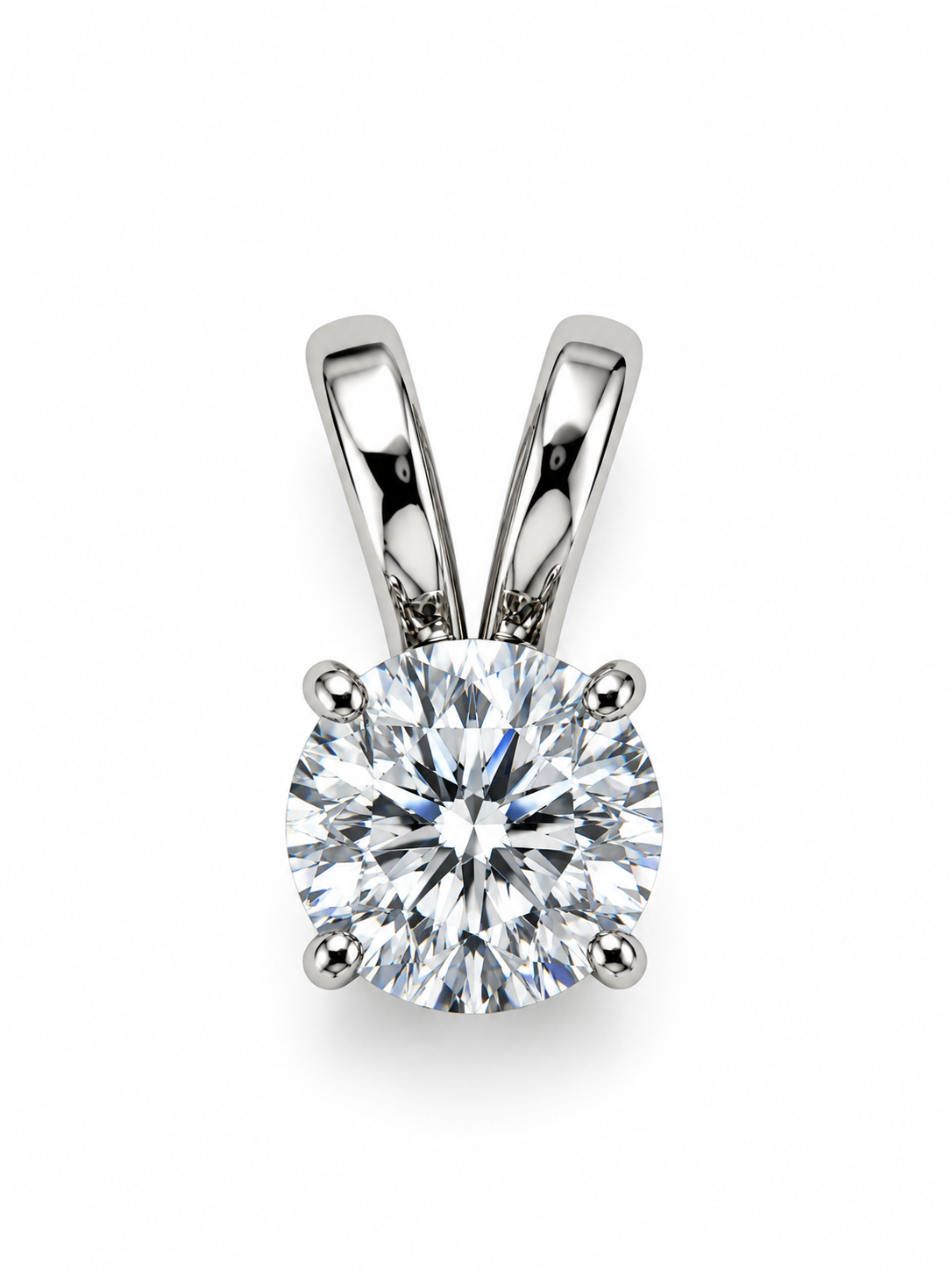 14K white Gold 0.25 CT Natural Diamond Solitaire Pendant