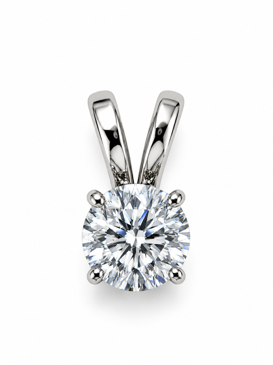 14K white Gold 0.25 CT Natural Diamond Solitaire Pendant