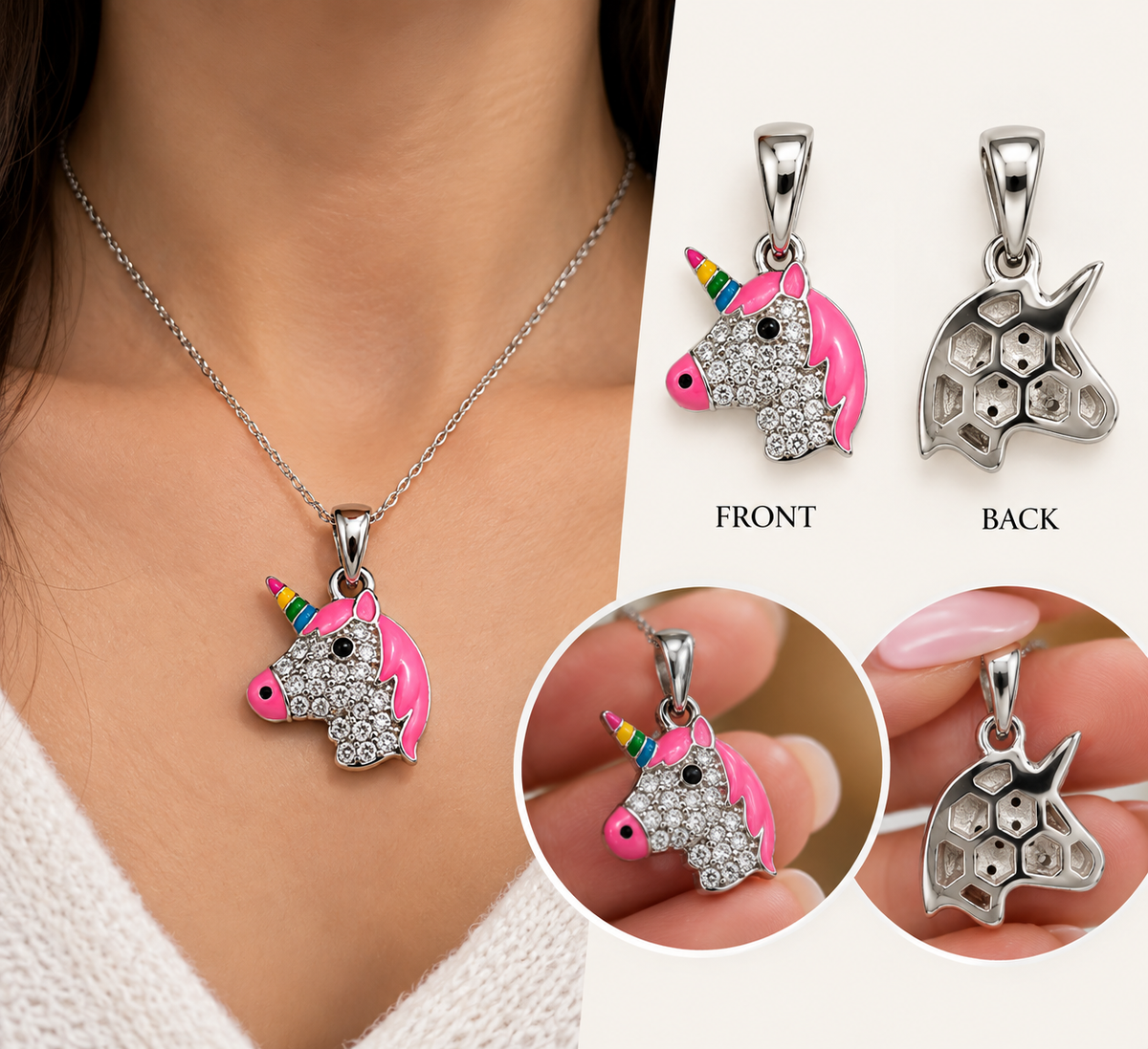 10K White Gold 0.12 CTW Diamond Unicorn Pendant