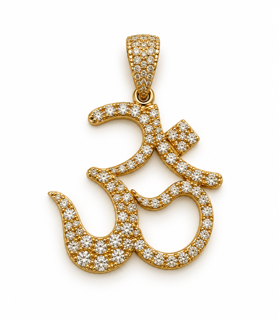 18K Yellow Gold 1.25 CTW Round Diamond Religious Pendant