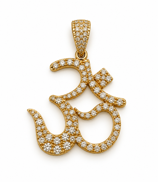 18K Yellow Gold 1.25 CTW Round Diamond Religious Pendant