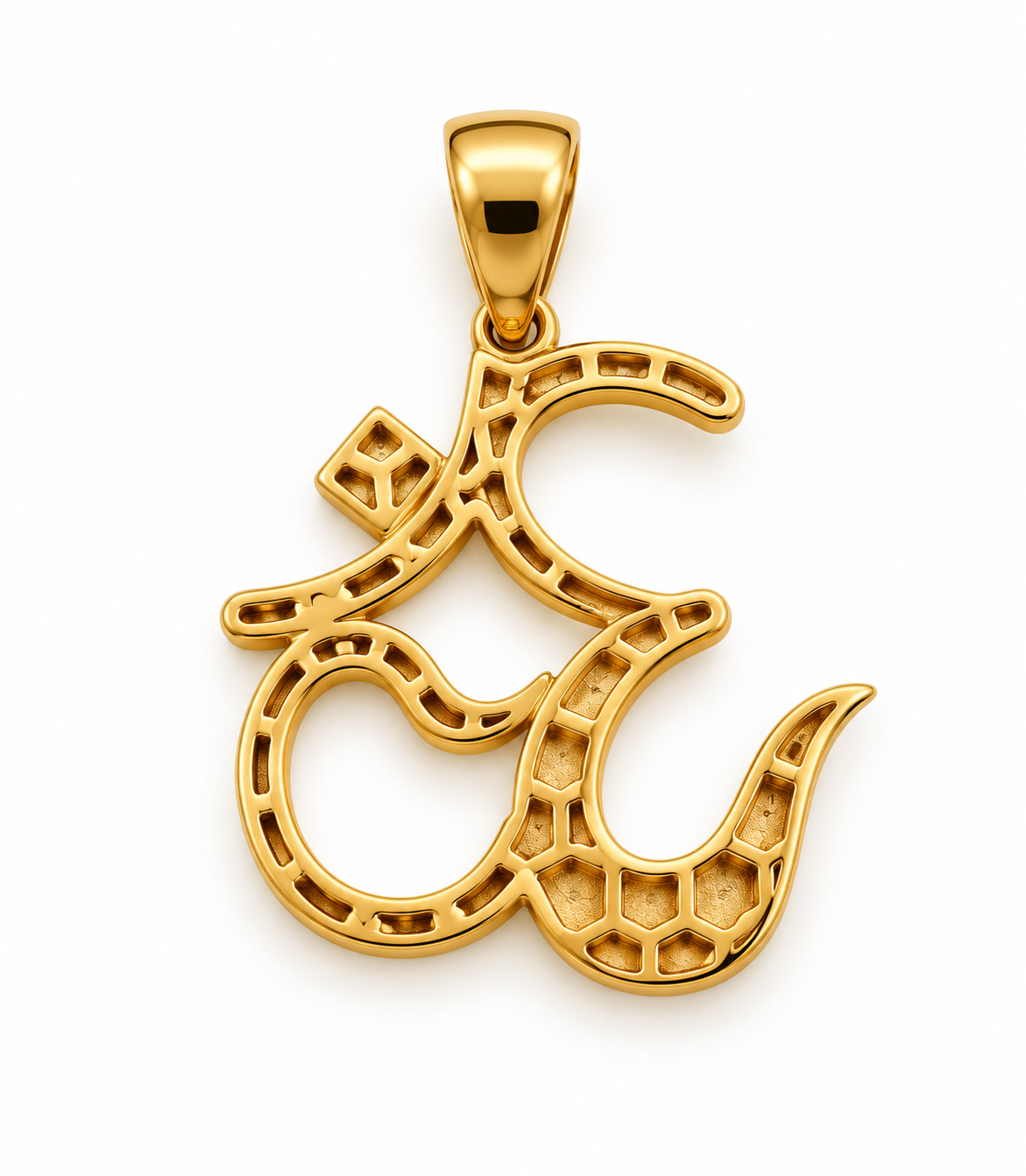 18K Yellow Gold 1.25 CTW Round Diamond Religious Pendant