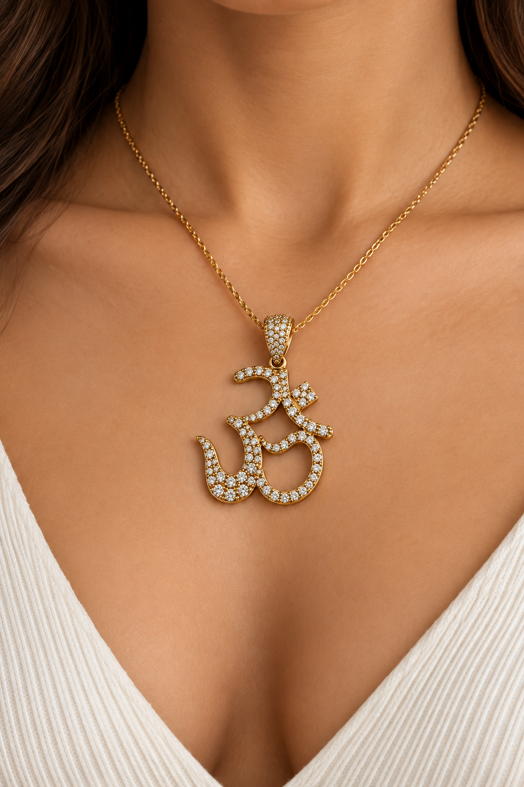 18K Yellow Gold 1.25 CTW Round Diamond Religious Pendant