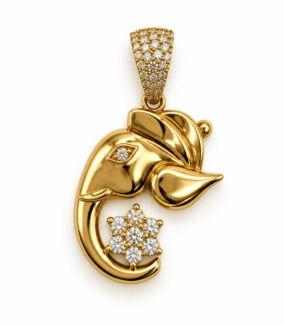 18K Gold 0.70 CTW Diamond Ganesha Pendant