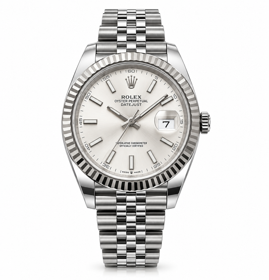 Rolex Datejust – Silver Dial, Fluted Bezel & Jubilee Bracelet