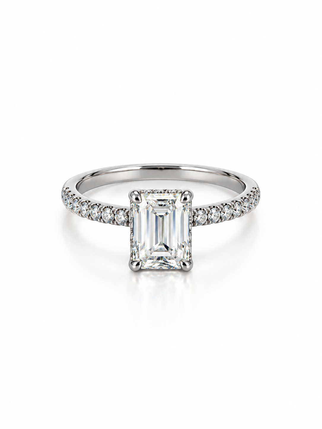 2.55 CTW Emerald Cut Lab-Grown Diamond Engagement Ring in 14K white Gold