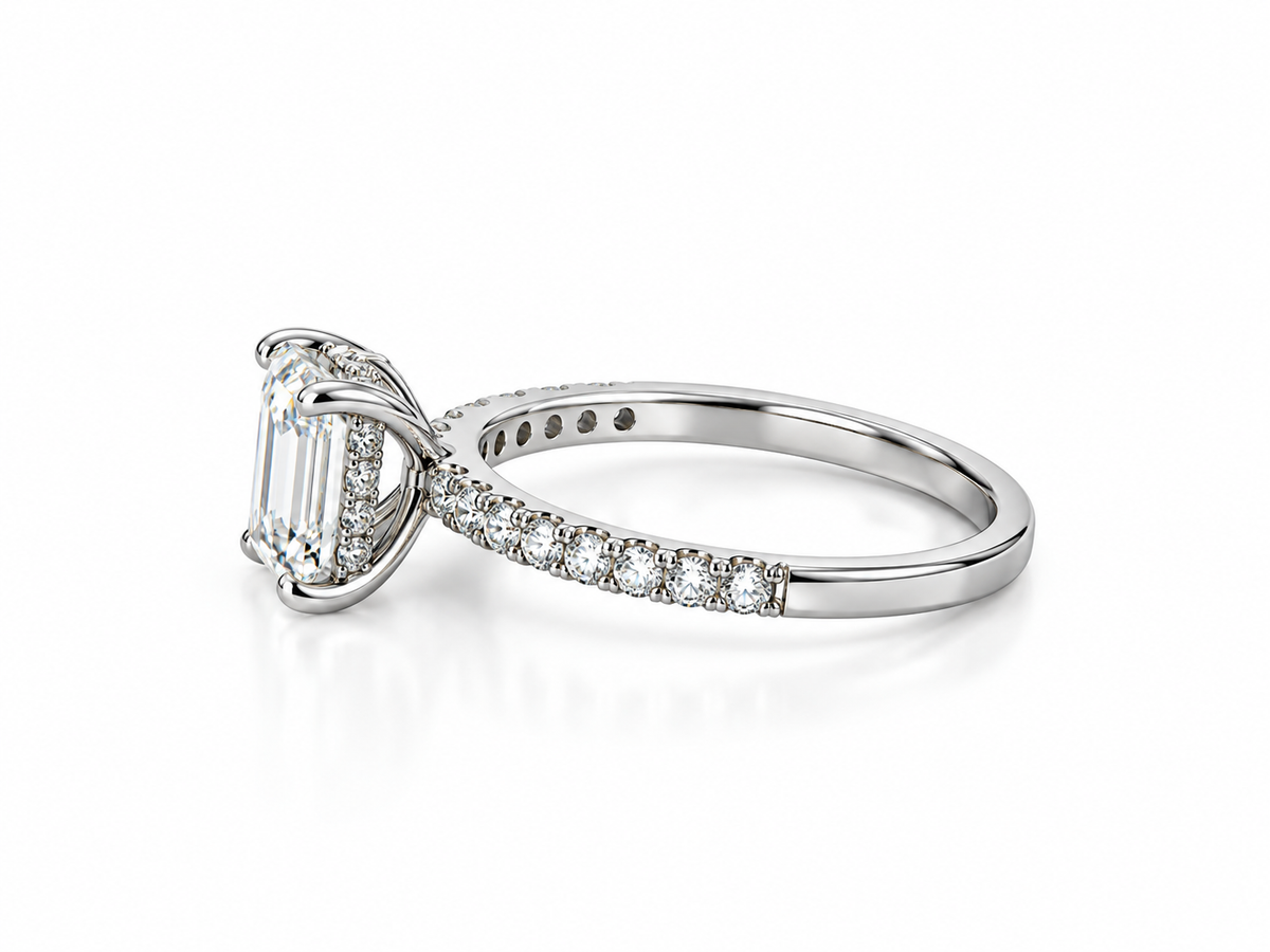 2.55 CTW Emerald Cut Lab-Grown Diamond Engagement Ring in 14K white Gold