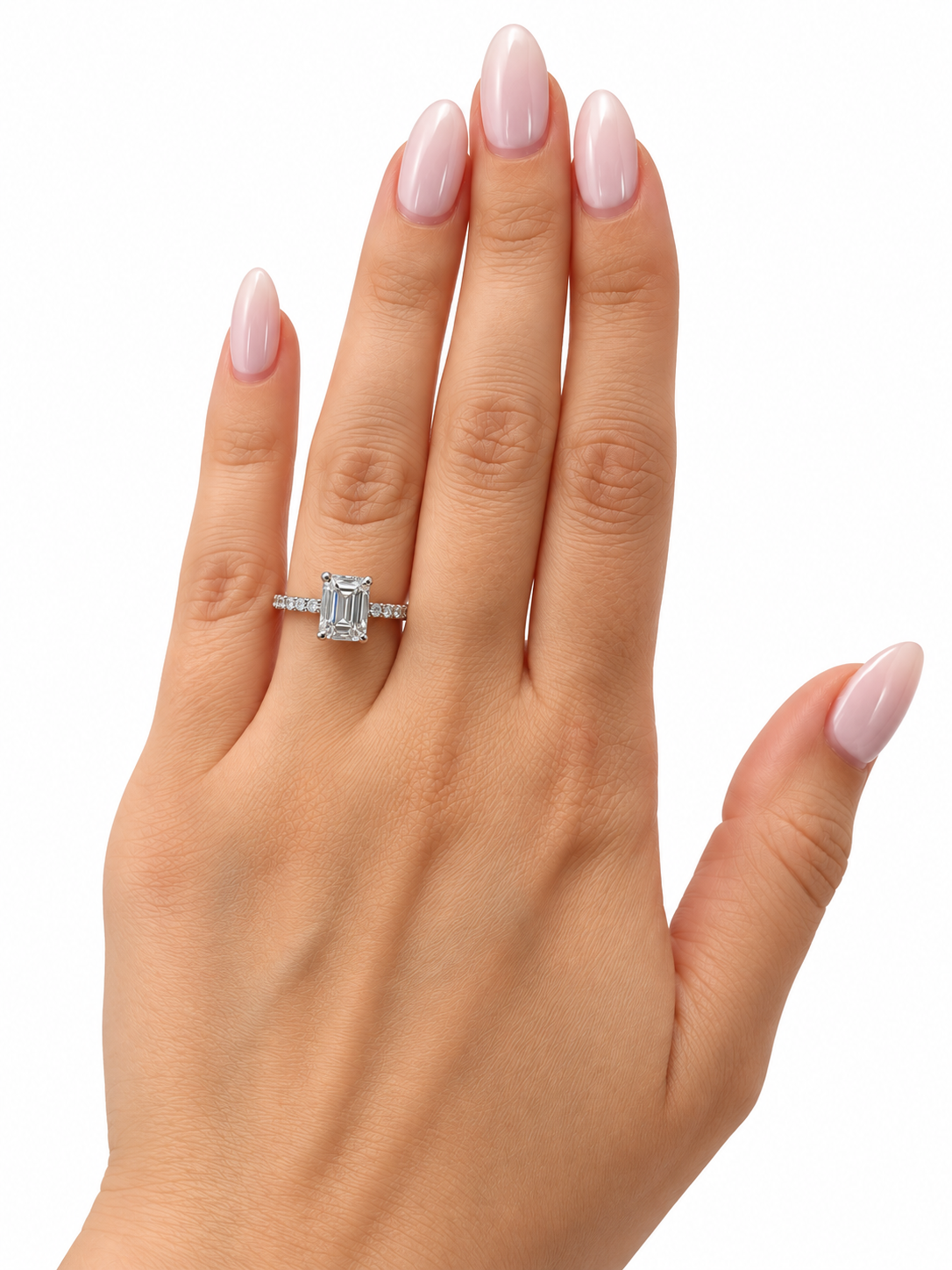 2.55 CTW Emerald Cut Lab-Grown Diamond Engagement Ring in 14K white Gold