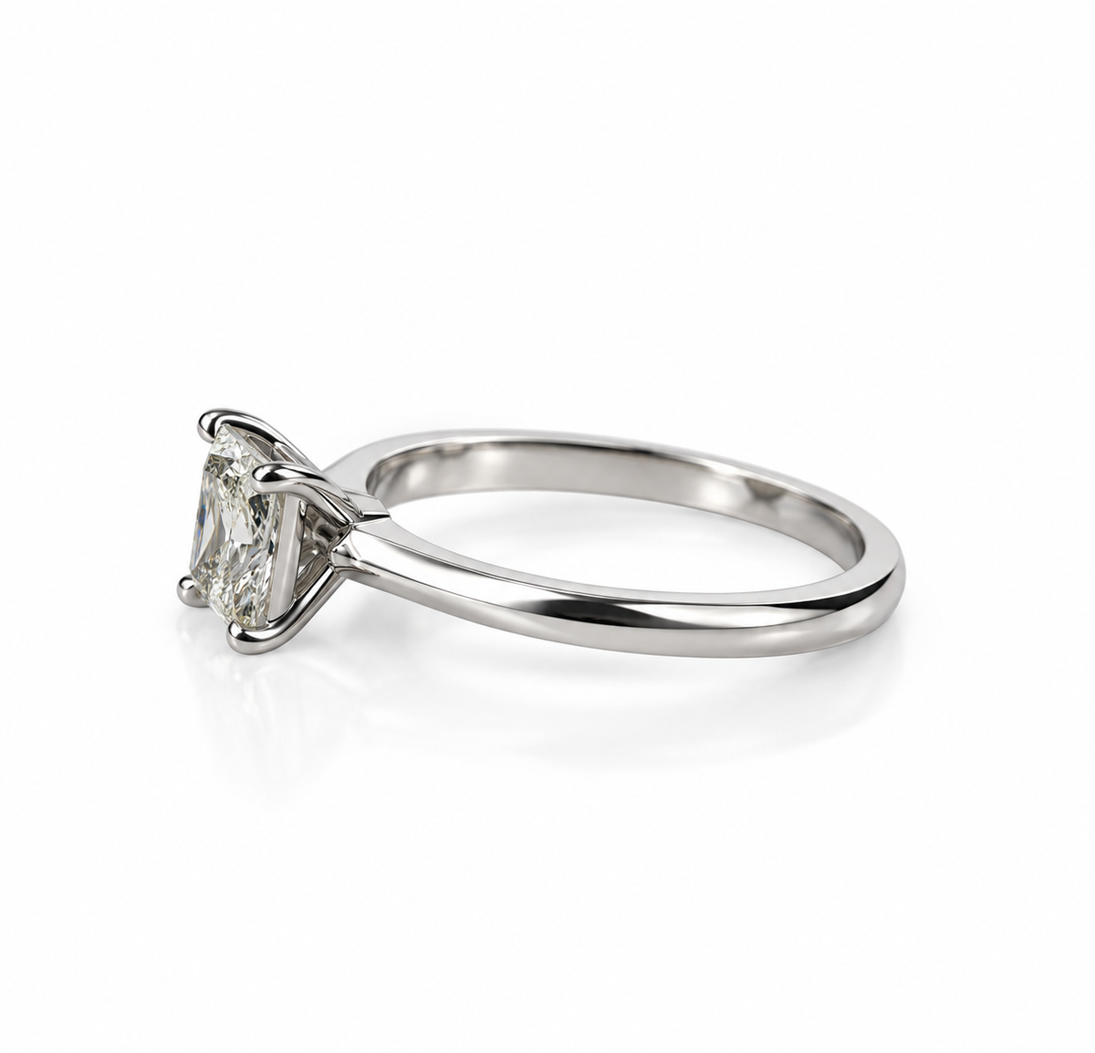 1.00 CT Radiant Cut Lab-Grown Diamond Solitaire Engagement Ring in 14K White Gold