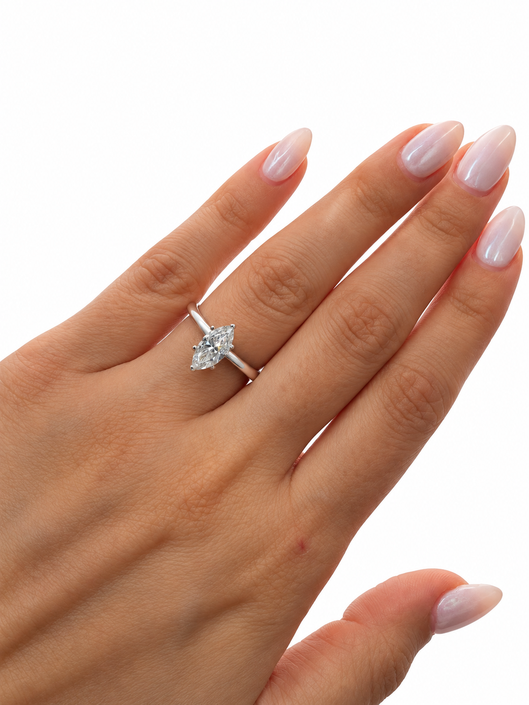 1.00 CT Marquise  Cut Lab Grown Diamond Solitaire Engagement Ring in 14K White Gold