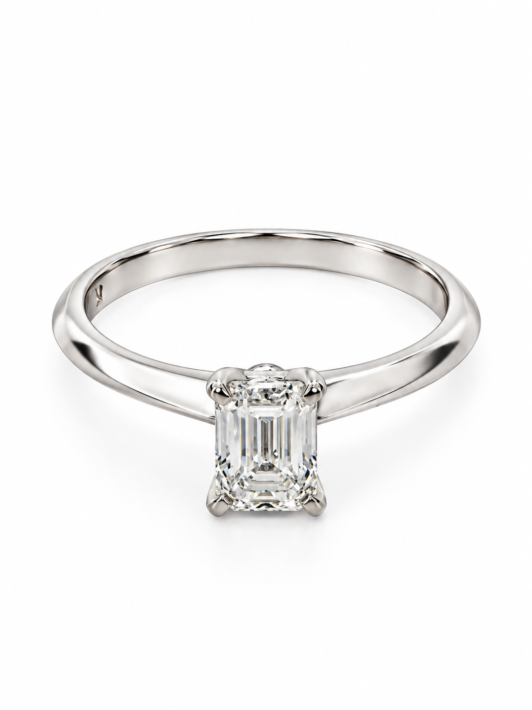 1.00 CT Emerald Cut Lab Grown Diamond Solitaire Engagement Ring in 14K White Gold-IGI Graded