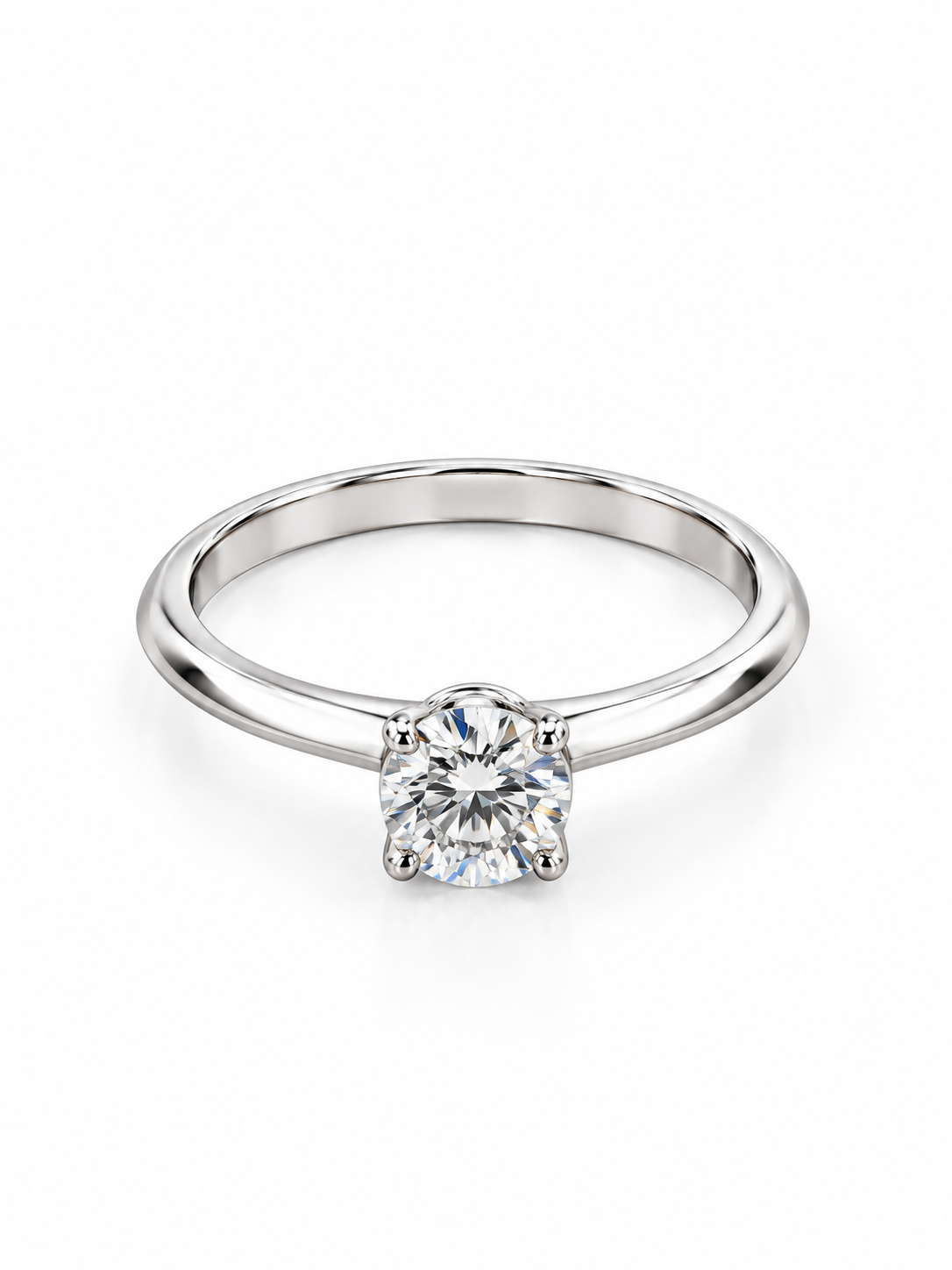 0.98 CT Round Cut Lab-Grown Diamond Solitaire Ring in 14K White Gold