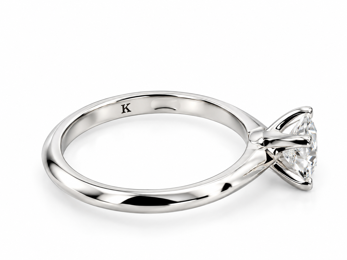 0.98 CT Round Cut Lab-Grown Diamond Solitaire Ring in 14K White Gold