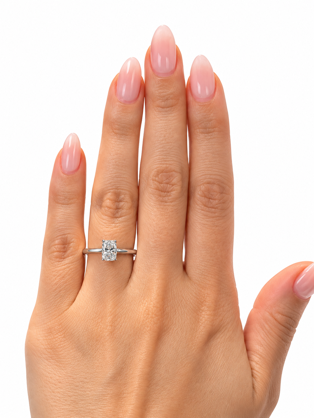 1.00 CT Cushion Cut Lab Grown Diamond Solitaire Engagement Ring in 14K white Gold -IGI Certified