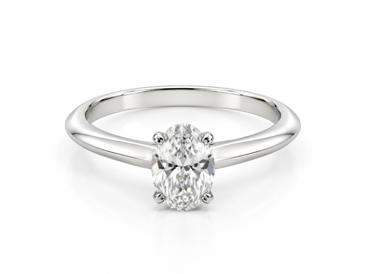 1.00 CT Oval Cut Lab Grown Diamond Solitaire Engagement Ring in 14K white Gold-IGI Graded