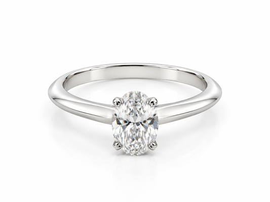 1.00 CT Oval Cut Lab Grown Diamond Solitaire Engagement Ring in 14K white Gold-IGI Graded