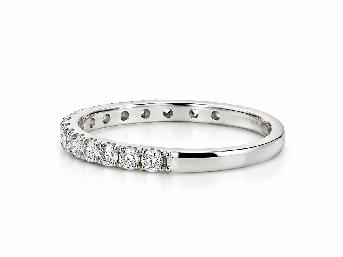 14K White Gold 0.48 CTW Round Lab-Grown Diamond Matching Wedding Band