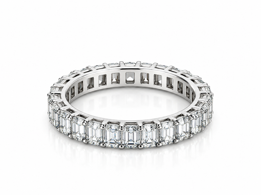 14K White Gold 2.51 CTW Emerald-Cut Lab Grown Diamond Eternity Band