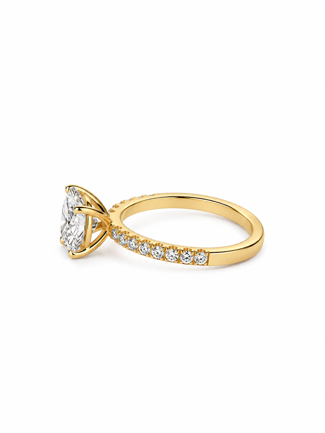 CT Oval Lab Grown Diamond 2.06 Engagement Ring in 14K Yellow Gold- IGI Certified
