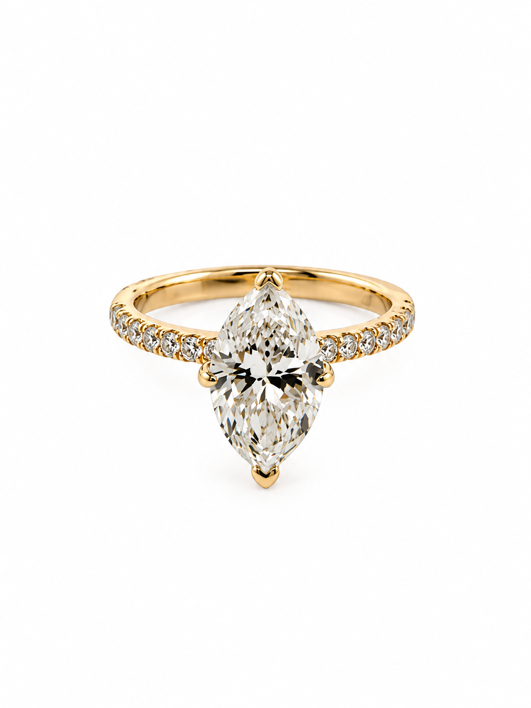 14K Yellow Gold 3.10 CT Marquise Lab-Grown Diamond Engagement Ring
