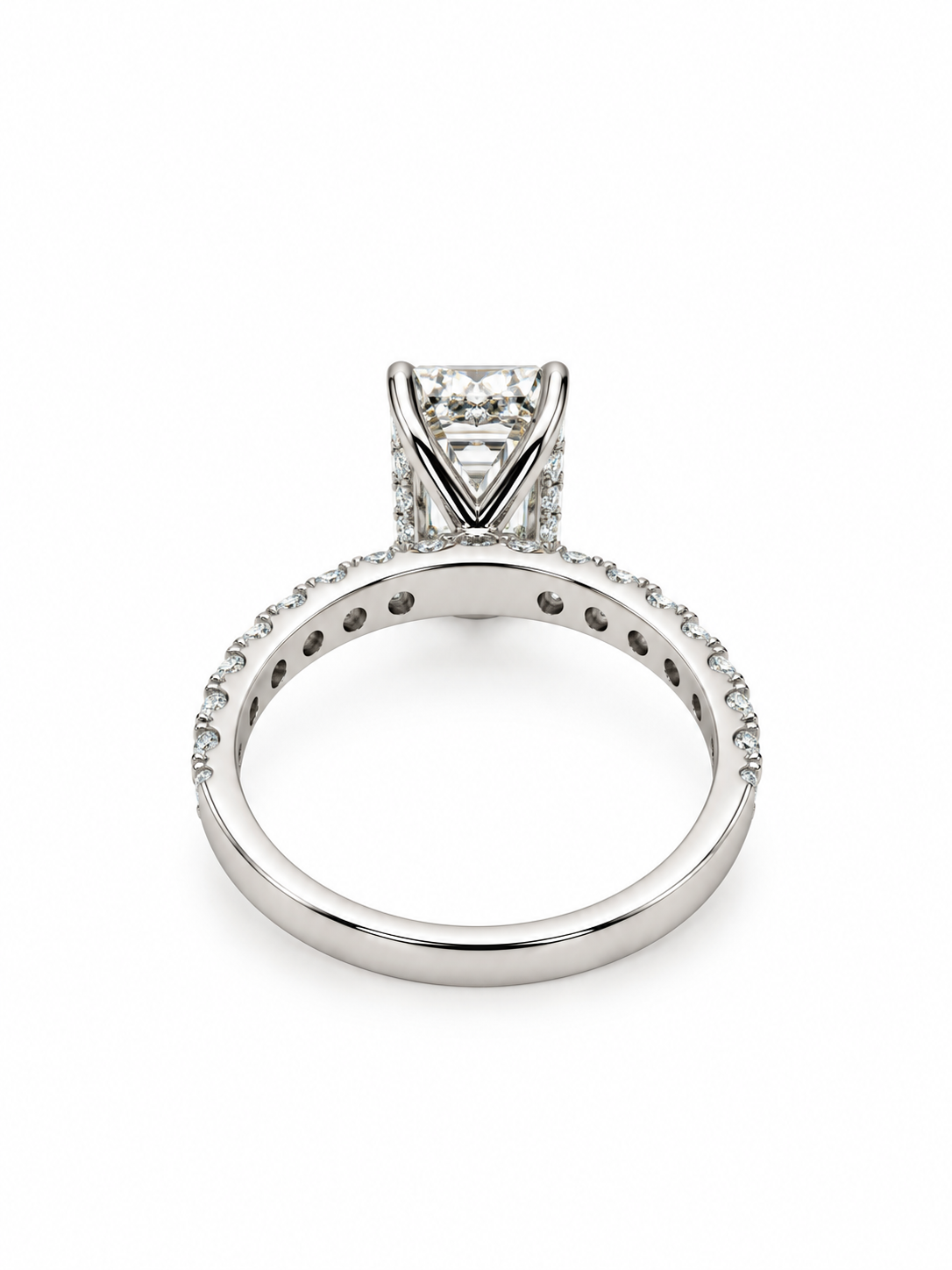 4.80 CTW Emerald Cut Lab-Grown Diamond Engagement Ring in 14K White Gold