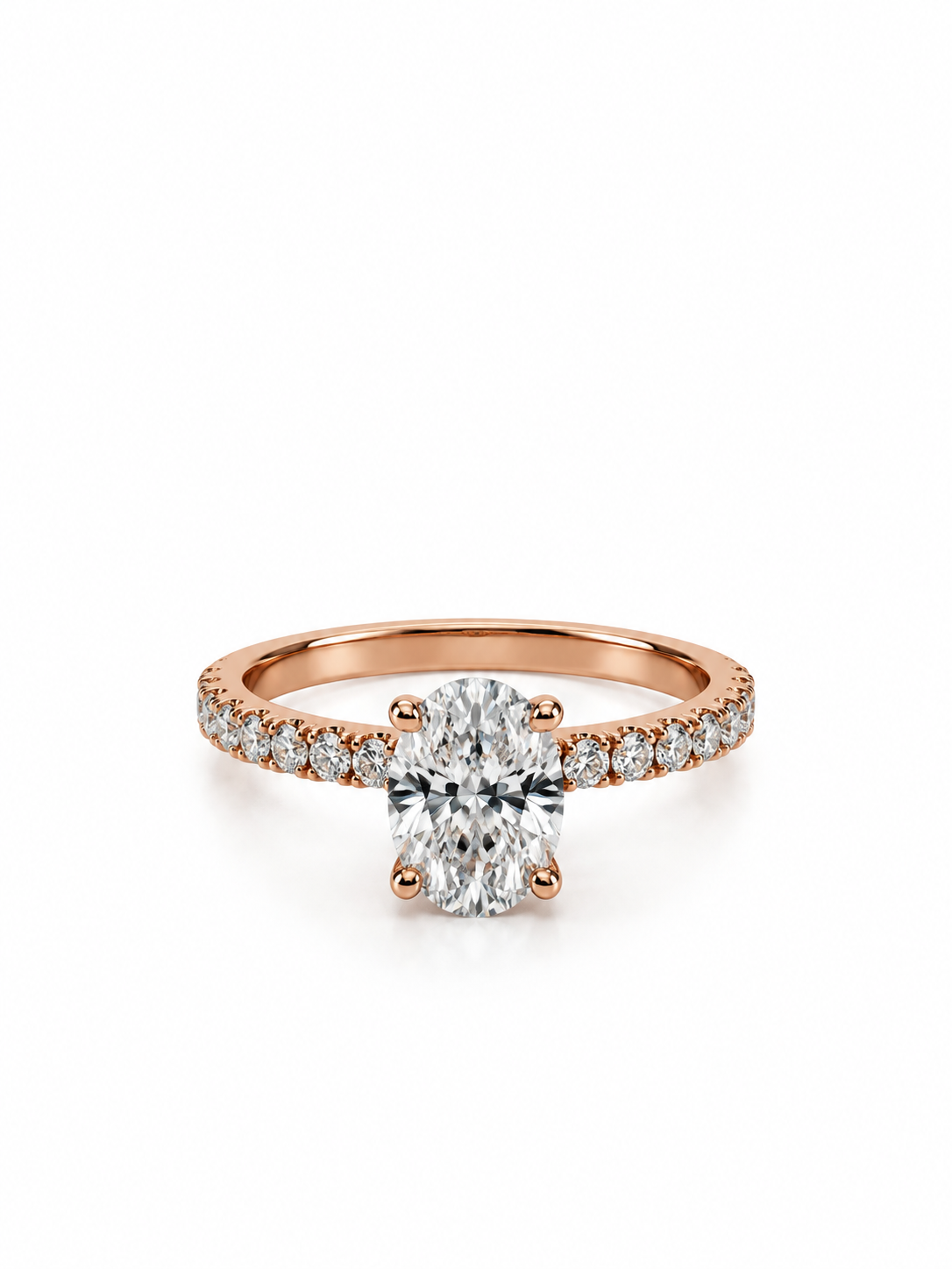 2.08 CT Oval Lab Grown Diamond Engagement Ring in 18K Rose Gold – IGI Certified