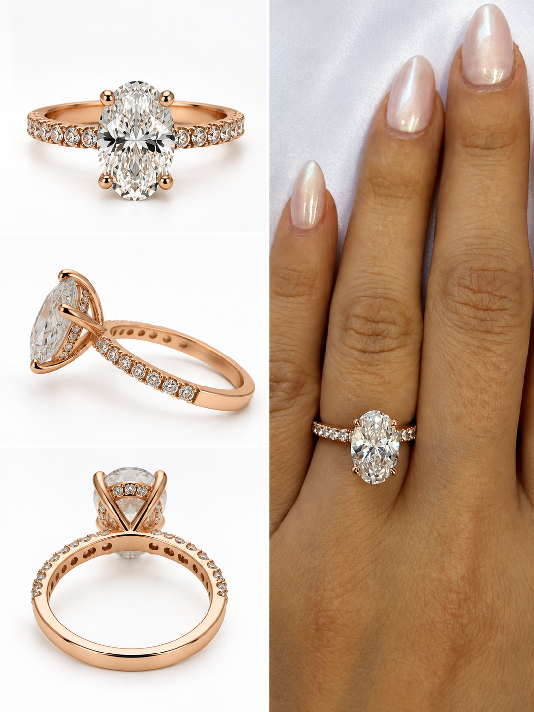 2.08 CT Oval Lab Grown Diamond Engagement Ring in 18K Rose Gold – IGI Certified