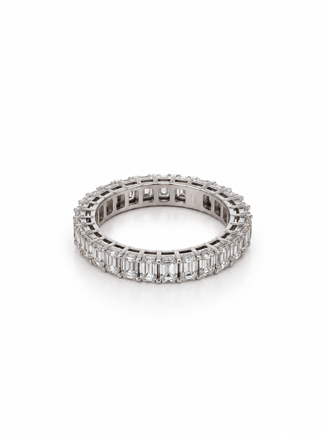 14K White Gold 2.51 CTW Emerald-Cut Lab Grown Diamond Eternity Band