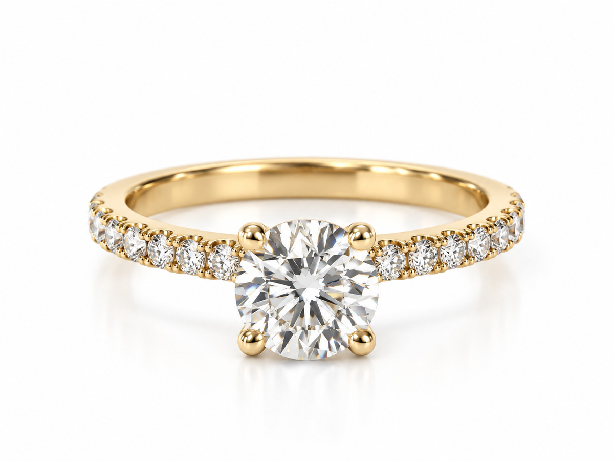 Ct Round Lab GROWN 2.09 Diamond Engagement Ring in 14K Yellow Gold- IGI Certified
